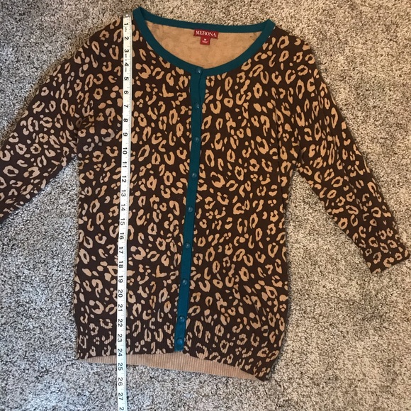 Merona Cheetah Print And Blue Cardigan Size M - Picture 6 of 7
